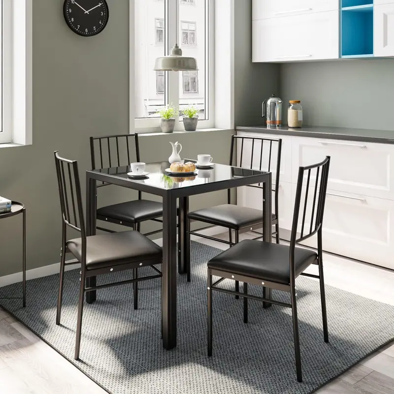Square Glass Dining Table – Modern Transparent Top With Sturdy Base 1