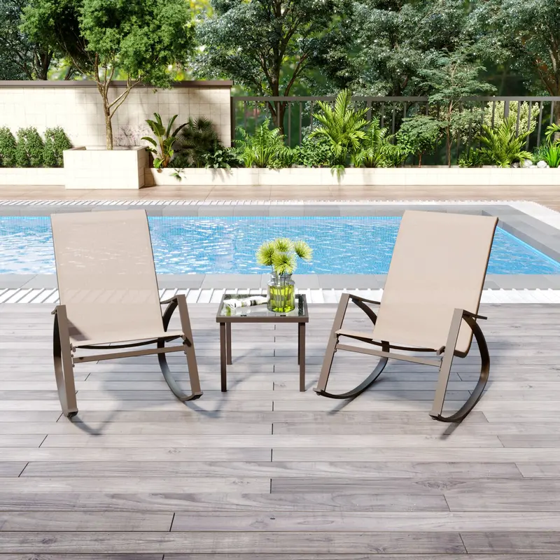 Twin Rocking Sun Loungers For Outdoor Relaxation 1