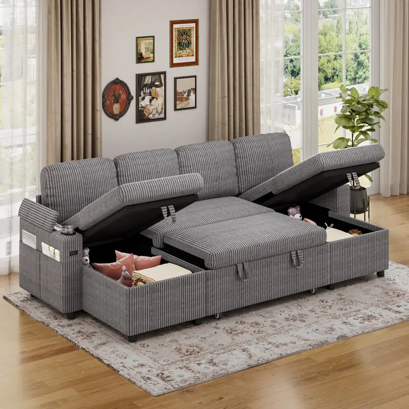 U-Shaped Convertible Sofa Bed With Customizable Backrest 1