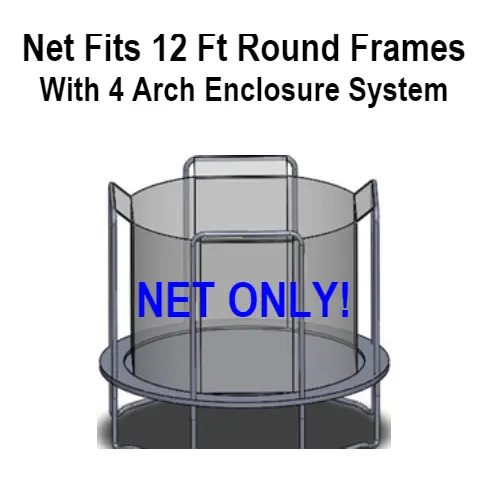 Upper Bounce 12-Foot Round Trampoline Enclosure Net With Four Arched Poles 1