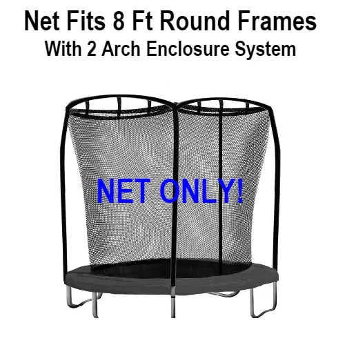 Upper Bounce 8-Foot Round Trampoline Enclosure Net With Two Arched Poles 1