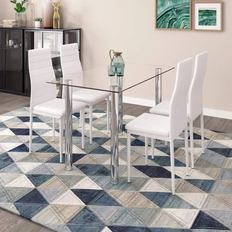 White Faux Leather Dining Chair Set – Clean-Look Modern Dining Room Chairs 2